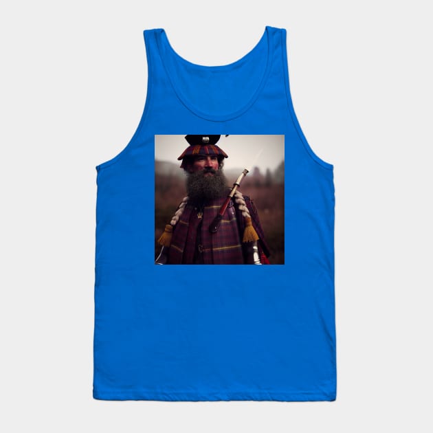 Scottish Highlander in Clan Tartan Tank Top by Grassroots Green